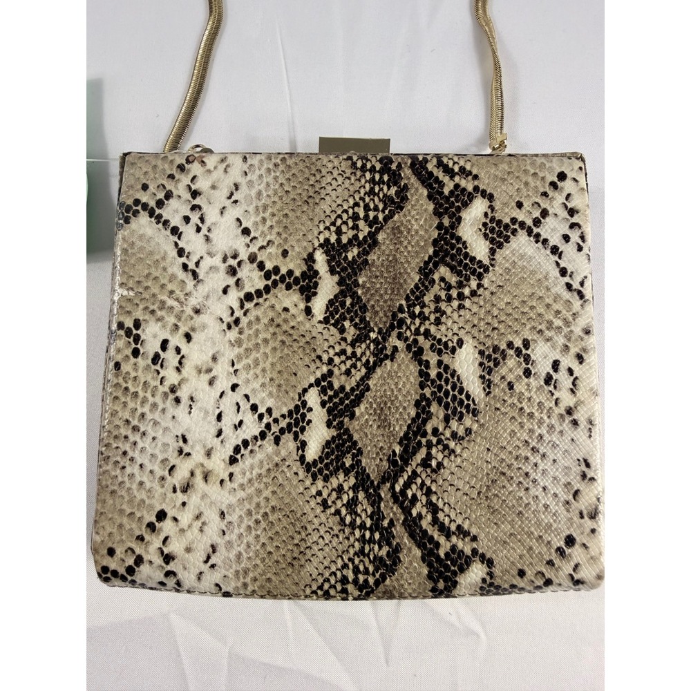 The Limited Box Clutch Small Black White Snakeskin Gold Crossbody Chain‎ Bag